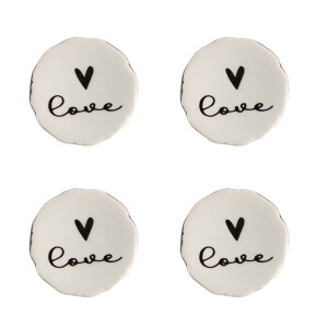 Set 4 butoni mobilier ceramica neagra bej Love 4x3/6 cm
