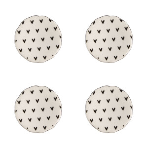Set 4 butoni mobilier ceramica neagra bej Inimioare 4x3/6 cm