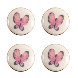 Set 4 butoni mobilier ceramica multicolora Fluturasi 3x1/4 cm