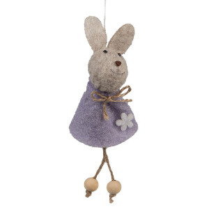 Set 3 Iepurasi decorativi Paste textil maro violet 6x3x13 cm