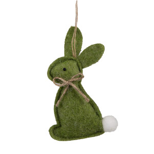Set 3 Iepurasi decorativi Paste bumbac verde alb 6x1x10 cm