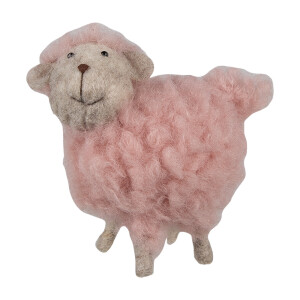Figurina Oita textil roz lemn natur 14x7x10 cm