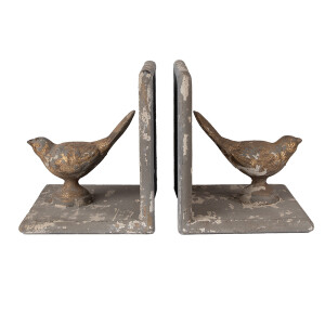 Set 2 suporturi carti fier gri antichizat 26x15x16 cm