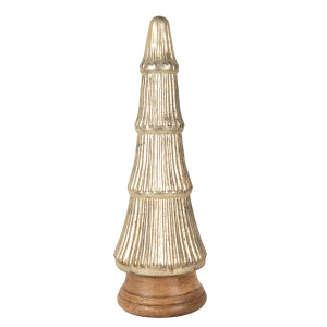 Brad Craciun lemn natur sticla aurie 15x45 cm