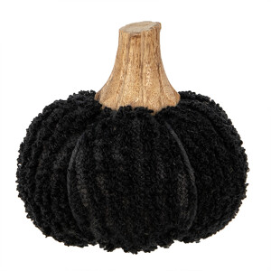 Dovleac decorativ textil negru lemn natur 9x8 cm