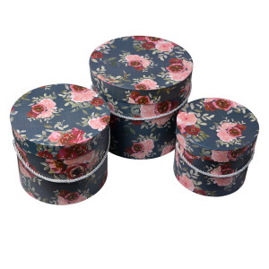 Set 3 cutii depozitare carton multicolor 23x20 cm, 20x17 cm, 17x14 cm