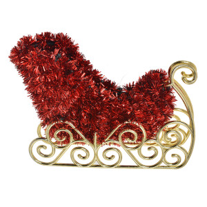 Sanie decorativa rosie aurie 14x3x11 cm