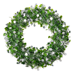 Coronita Craciun verde argintie 30x4 cm