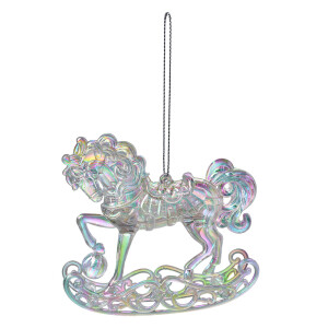 Set 6 ornamente brad Craciun Calut plastic argintiu 10x3x10 cm