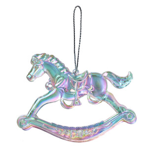 Set 6 ornamente brad Craciun Calut plastic argintiu 8x1x6 cm