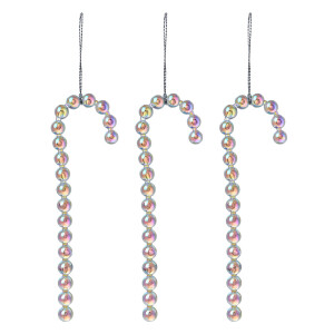 Set 3 ornamente brad Craciun Acadele plastic argintiu 4x1x14 cm