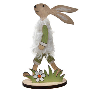 Figurina Iepuras Paste lemn textil multicolor 7x4x11 cm