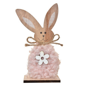Figurina Iepuras Paste lemn textil multicolor 6x4x14 cm