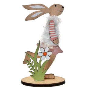 Figurina Iepuras Paste lemn textil multicolor 6x4x12 cm