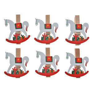 Set 12 ornamente Caluti lemn cu clema 4x1x4 cm