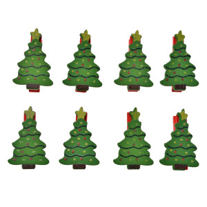 Set 12 ornamente Bradut lemn cu clema 2x1x4 cm