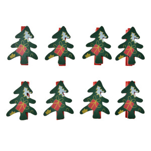 Set 12 ornamente Bradut lemn cu clema 3x1x4 cm