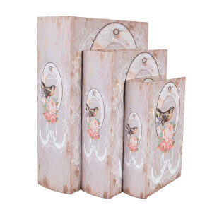 Set 3 cutii tip carte lemn 27x22x7 cm, 22x17x6 cm, 17x12x4 cm