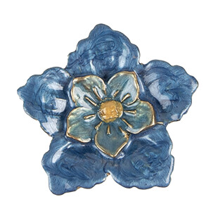 Set 2 butoni mobilier auriu albastru Flower 4x3x4 cm