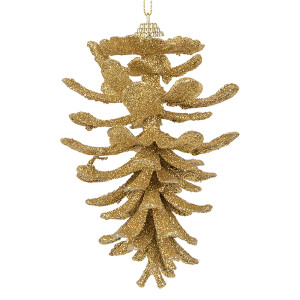 Set 6 ornamente brad Con auriu 9x15 cm