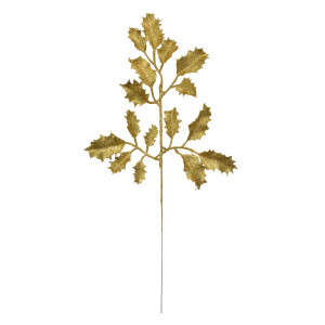 Set 6 crengute Ilex artificial auriu 15x3x38 cm