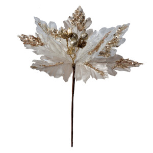 Set 3 Craciunite artificiale textil alb auriu Ø 25x34 cm