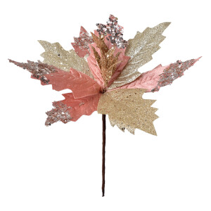  Set 6 Craciunite artificiale auriu roz 30x30 cm