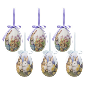 Set 6 oua decorative Paste plastic multicolor Ø 7x10 cm