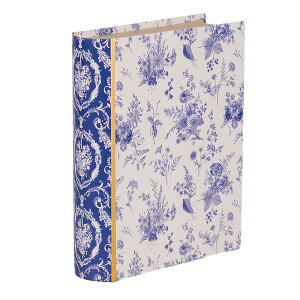 Cutie decorativa tip Carte carton alb albastru Flowers 17x14x5 cm