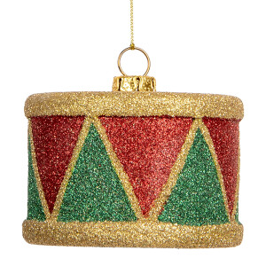 Set 2 ornamente brad Craciun Tobe polirasina multicolora Ø 7x5 cm