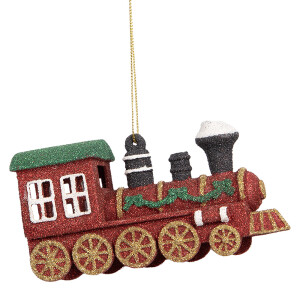 Set 2 ornamente brad Craciun Trenulet polirasina multicolora 12x4x7 cm