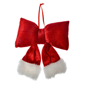 Ornament brad Fundita textil rosu alb 15x3x17 cm