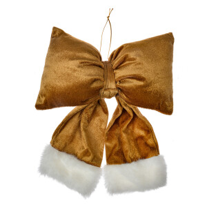 Ornament brad Fundita textil auriu alb 22x5x26 cm