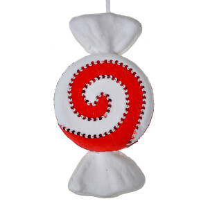 Ornament brad Craciun Bomboana textil multicolor 33x18x4 cm