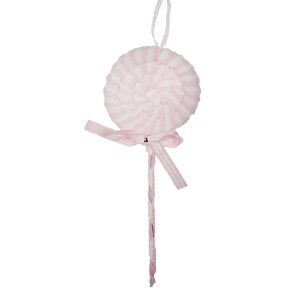Decoratiune Acadea Craciun plastic textil roz alb 9x2x25 cm
