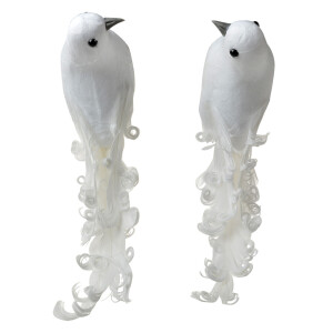 Set 2 ornamente brad Pasari albe 19x9x10 cm