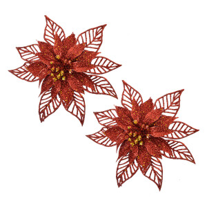 Set 2 ornamente brad Craciunite plastic rosu Ø 15x2 cm
