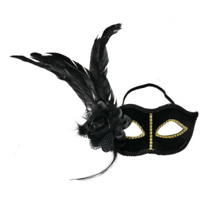 Masca Venetiana decorativa neagra aurie 22x9x21 cm
