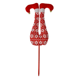 Decoratiune Elf Craciun textil alb rosu 19x4x50 cm