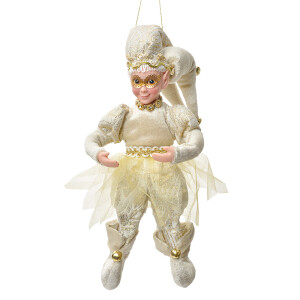 Figurina Elf textil bej auriu 10x8x28 cm