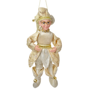 Figurina Elf textil auriu bej 10x8x28 cm