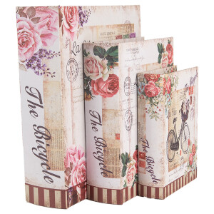 Set 3 cutii tip Carte lemn multicolor III (3) 27x22x7 / 22x17x6 / 17x12x4 cm