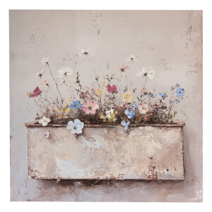 Tablou canvas multicolor Flowers 36x3x36 cm