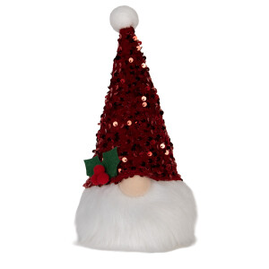 Figurina Mos Craciun textil cu led 10x10x25 cm