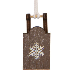 Ornament brad Craciun Saniuta lemn maro alb II 3x2x6 cm