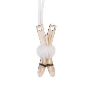 Ornament brad Craciun Schiuri bej alb 3x1x7 cm