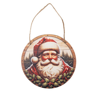 Ornament brad Mos Craciun lemn multicolor Ø 15x1 cm