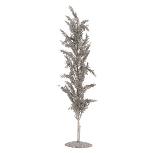Copac decorativ metal plastic argintiu 12x12x60 cm