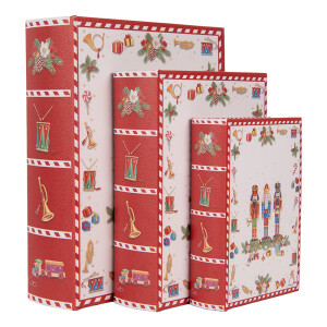 Set 3 cutii Craciun tip carte mdf multicolor HF (3) 27x22x7 / 22x17x6 / 17x12x4 cm