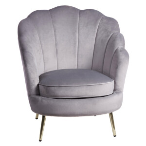 Fotoliu catifea gri 75 x 71 x 84 cm